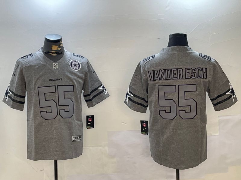 Men Dallas Cowboys #55 Vanderesch Grey Throwback 2024 Nike Limited NFL Jersey style 2